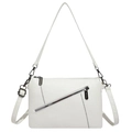 Witte crossbodytas van kiezelleder met dubbele riemen en gunmetal details afwerking - Wit