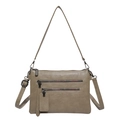 Sac bandoulière rétro kaki en cuir grainé avec trois poches zippées et sangle réglable - Kaki