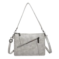 Retro lichtgrijze crossbodytas met meerdere ritsen en schouderbanden voor dames - Lichtgrijs