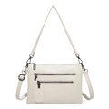 Sac à bandoulière blanc crème multi-poches en similicuir grainé avec fermetures éclair argent - Blanc Cassé