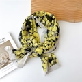 Lightweight yellow floral chiffon scarf with elegant black flower prints and hemmed edges - 35*145cm / Yellow Ditsy Floral (9 Scarf Yellow Floral)