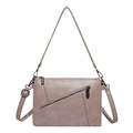 Oudroze zachte lederen schoudertas met meerdere ritsvakken en afneembare crossbody riem - Roze