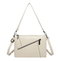 Creamy white rectangular crossbody bag with diagonal zipper and dark metal hardware - Off White