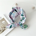 Atmungsaktives Haarband aus Baumwollleinen mit lila und blauem Blumenmuster für Damen - 58*58cm / Sechsblättrige Blau Violette Blume