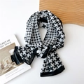 Classic black and white houndstooth long scarf in lightweight semi-transparent chiffon fabric - 35*145cm / Black & White Houndstooth (Small Windmill Pattern)