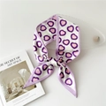 Foulard étroit en soie blanche à motifs cœurs violets noué en nœud pour sac - 11 Cœurs violets et roses