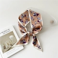 Élégant foulard étroit en soie marron clair avec motif floral noué en ruban - 17 Gloire du matin