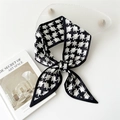 Foulard étroit en soie pied-de-poule noir et blanc pour cou et décoration de sac - 18 Pied-de-poule pointillé