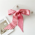 Foulard cheveux en soie à carreaux roses et unis avec un élégant nœud rose - 23 Damiers Roses