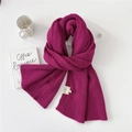 Sciarpa spessa in maglia a coste viola rosa per donna design invernale sobrio - Viola Rosa