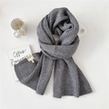 Sciarpa spessa grigio scuro a coste in maglia da donna in caldo misto acrilico - Grigio
