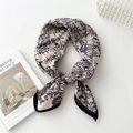 Elegant black and white floral cotton-linen square scarf with delicate leaf patterns - Line Palace Flower Beige