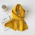 Bufanda de punto amarillo jengibre con diseño de rombos y etiqueta de cuero premium - 20*160cm / Amarillo Jengibre