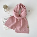 Weicher rosa Strickschal mit Rautenmuster und Logo-Lederetikett für Damen - 20*160cm / Rosa