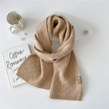 Khakifarbener Strickschal mit hohlem Rautenmuster und hochwertigem Leder-Markenetikett - 20*160cm / Camel