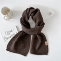 Dunkelbrauner Strickschal mit Rautenmuster und elegantem Leder-Label für Damen im Winter - 20*160cm / Braun