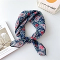 Quadratisches Baumwoll-Leinen-Halstuch mit Vintage-Paisley-Muster in Marineblau und Rot - Rotes Paisley Dunkelblauer Boden