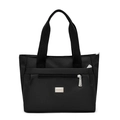 Borsa tote minimalista in nylon nero con grande capacità e logo in metallo frontale - Nero