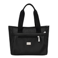 Borsa tote in nylon nero con trama venatura del legno e logo argento su bianco - Nero Fantasia
