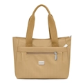 Grande borsa tote in nylon kaki con tasca frontale con zip e logo in metallo - Cachi