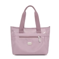 Borsa a tracolla in nylon viola minimalista con design capiente e logo in metallo - Viola Chiaro