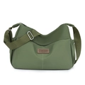Borsa a tracolla in nylon verde oliva resistente all'acqua con tasche multiple - Verde