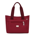 Borsa tote in nylon capiente con tasca frontale a zip in elegante colore rosso scuro - Rosso