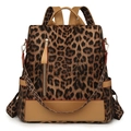 Zaino da donna alla moda con stampa leopardata, grande capacità e design antifurto chic - Marrone