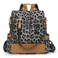 Zaino da donna con stampa leopardata, dettagli in pelle marrone e cerniera in metallo - Nero