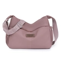 Crossbody bag for women in dusty rose pink water-resistant nylon with logo strap - Pink