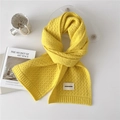 Soft yellow waffle-knit scarf featuring minimalist brand tag and thick warm texture - 22*165cm / Yellow