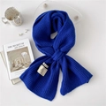 Klein blue ribbed knit scarf for winter with soft texture and minimalist woven label - One Size / Dark Blue