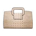 Schicke cremefarbene Handtasche mit Krokostruktur und integriertem Griffdesign - Khaki