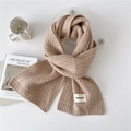 Beige chunky knit scarf in honeycomb weave pattern featuring a minimalist fabric label - 22*165cm / Coffee Pink