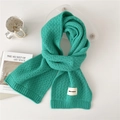 Vibrant bright green knit scarf with hollow texture and HUMAN FREEDOM label - 22*165cm / Turquoise Green