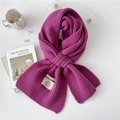 Magenta chunky knit scarf in premium soft acrylic blend on an elegant white tabletop - One Size / Purple