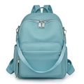 Zaino da donna in pelle azzurro con trama a grana e accessori in metallo argento - Blu
