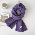 Purple waffle-knit winter scarf for women made of thick soft yarn with label detail - 22*165cm / Purple