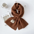 Soft chunky knit scarf in coffee brown featuring vertical ribbed texture and warm style - One Size / Dark Brown