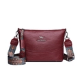 Vintage-Beuteltasche in Weinrot mit strukturierter Lederoptik und buntem Schultergurt - Rot