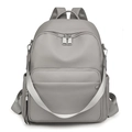Zaino da donna grigio in pelle sintetica martellata con dettagli in argento - Grigio