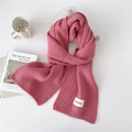 Pink chunky knit scarf with white 'DREAM FREEDOM' label patch for a cozy winter style - 22*165cm / Deep Pink