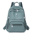 Zaino da donna in nylon grigio-blu impermeabile con grande capacità e tasche multiple - Blu