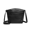 Schwarze Mehrschicht-Eimertasche aus Kunstleder mit Lychee-Muster und verstellbarem Gurt - Schwarz