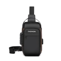 Diebstahlsichere Brusttasche für Herren mit USB-Ladeanschluss und Schloss in Schwarz-Braun - Schwarz & Gold