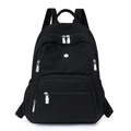 Sac à dos noir en nylon imperméable pour femme avec design minimaliste à plusieurs poches - Noir