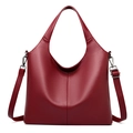 Grande borsa hobo rosso scuro con motivo litchi e tracolla regolabile - Rosso