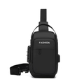 Schwarze Anti-Diebstahl-Brusttasche mit Zahlenschloss und externem USB-Anschluss - Schwarz