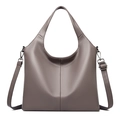 Borsa tote minimalista in pelle tortora con grande capacità e tracolla rimovibile - Grigio