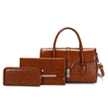 Ensemble de sacs vintage marron 3 pièces comprenant un cabas, une pochette et un portefeuille - Ensemble de Sacs Caramel